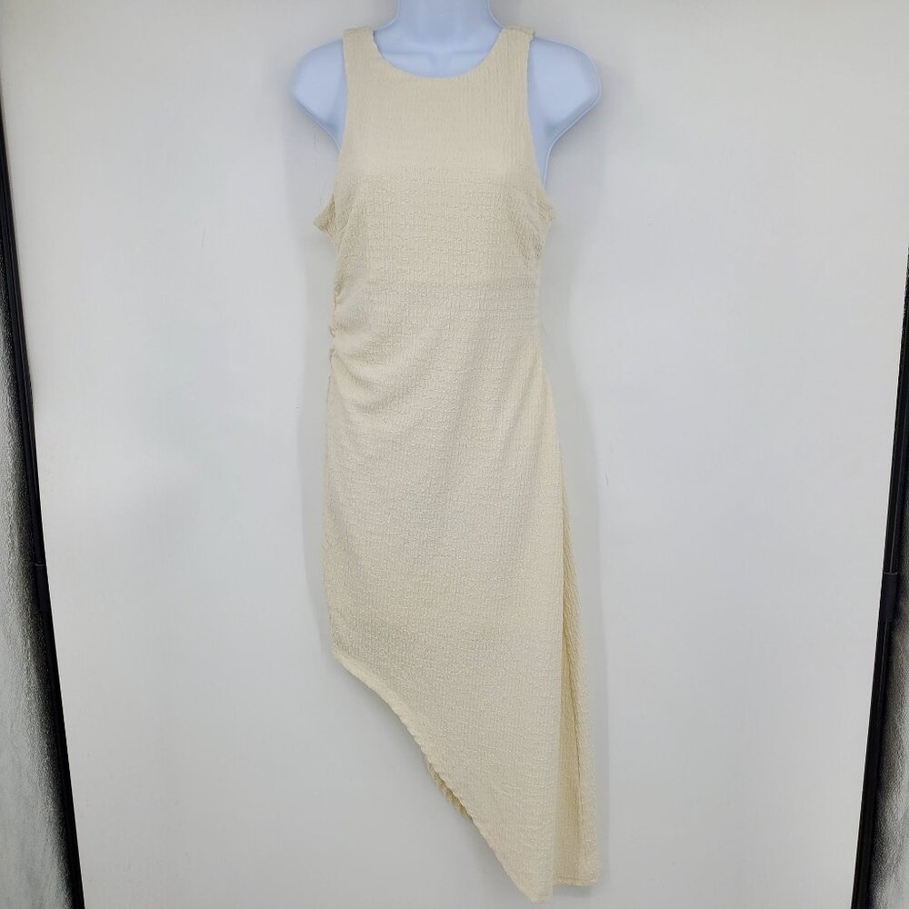 All Row Women's‎ Textured Ivory Cream Asymmetrical Hem Sleeveless Dress Small